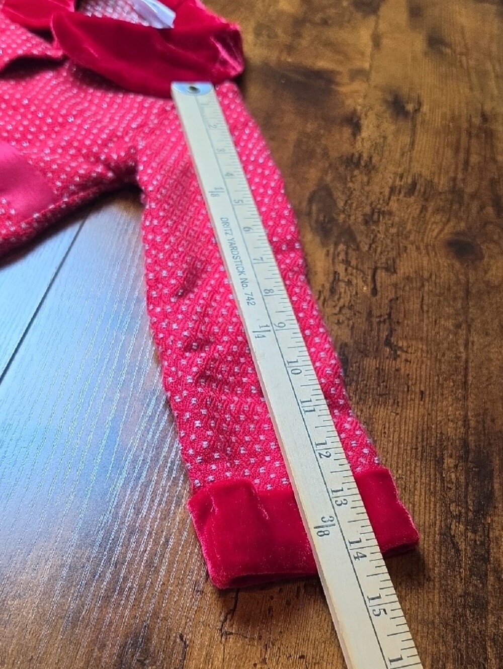 BLUEBERI BOULEVARD | Holiday Red Sweater Knit Velvet Bow Dress Dots Girls | 5 - Picture 5 of 10
